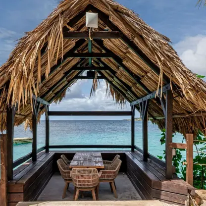 Oceana gazebo dining table overlooking the Caribbean Sea at Dreams Curacao, Willemstad