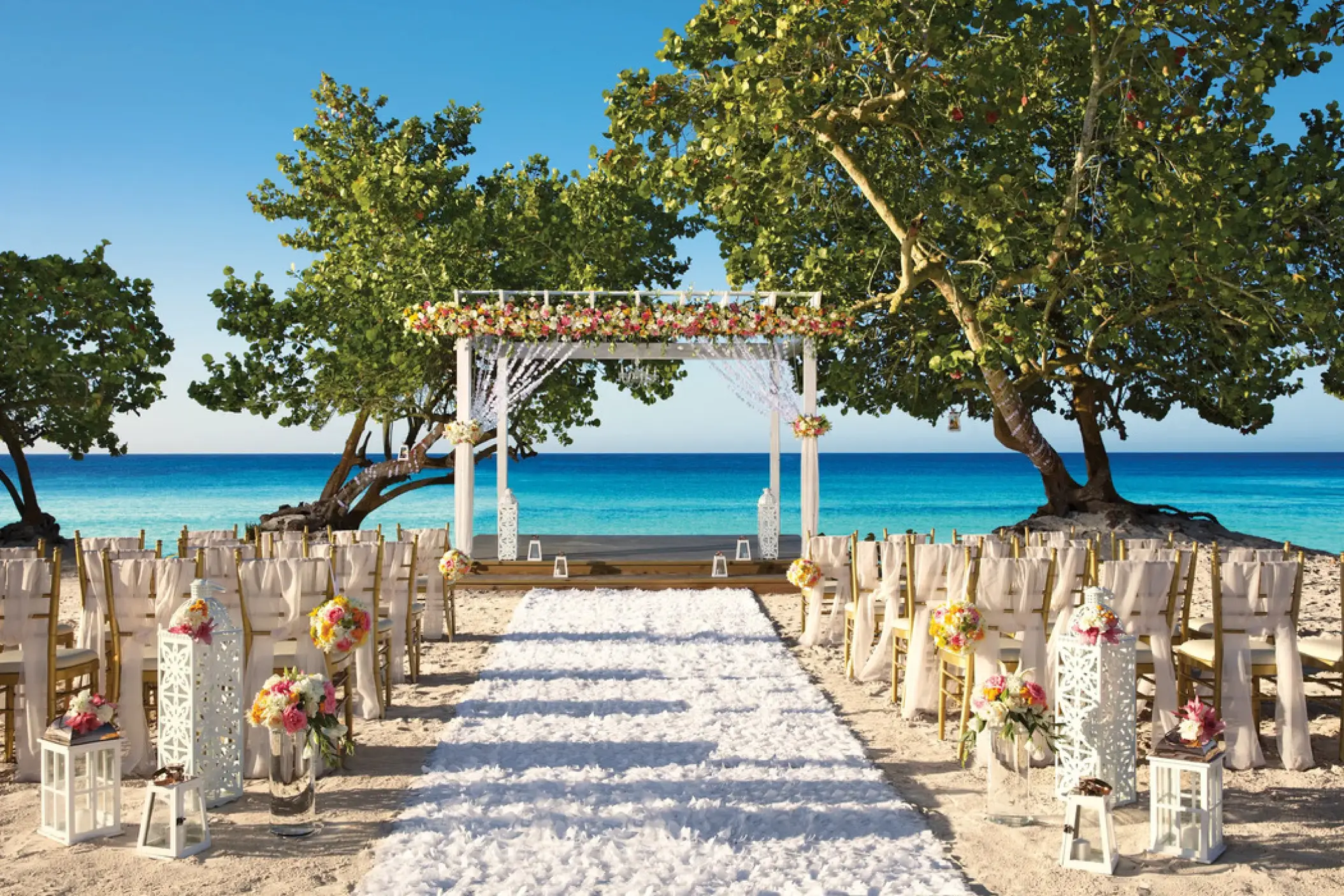 Beachfront wedding ceremony setup at Dreams Dominicus, La Romana