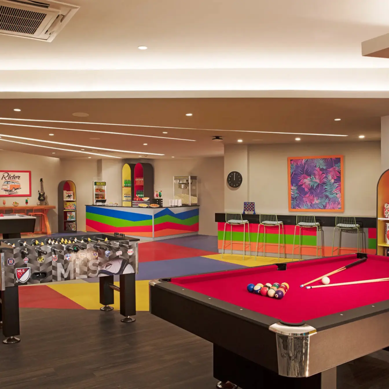 Core Zone Teens Club featuring pool tables and foosball at Dreams Dominicus, La Romana