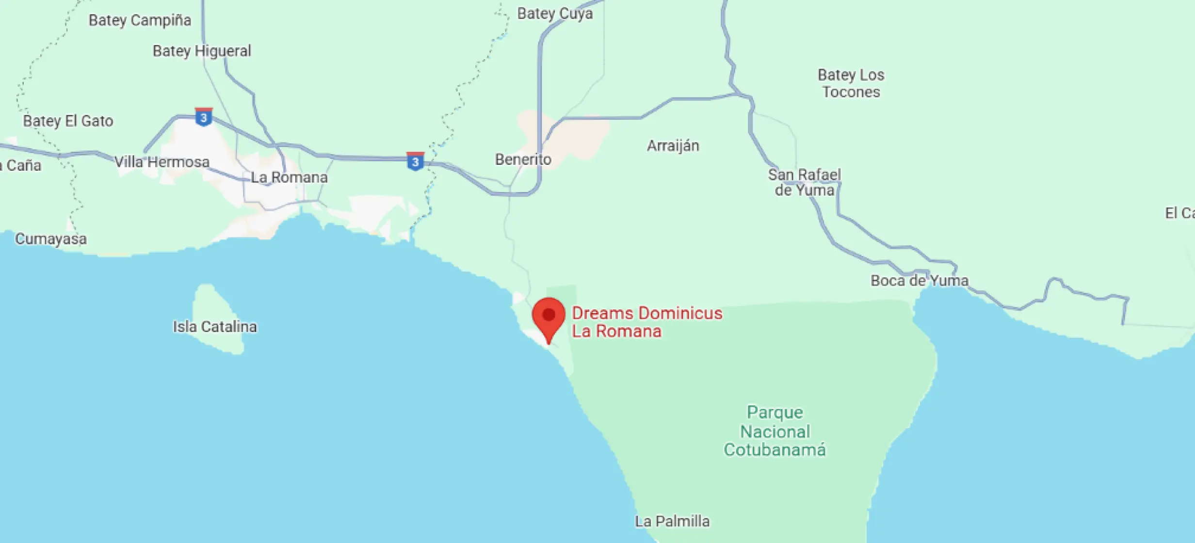 map showing location of Dreams Dominicus La Romana in the Dominican Republic