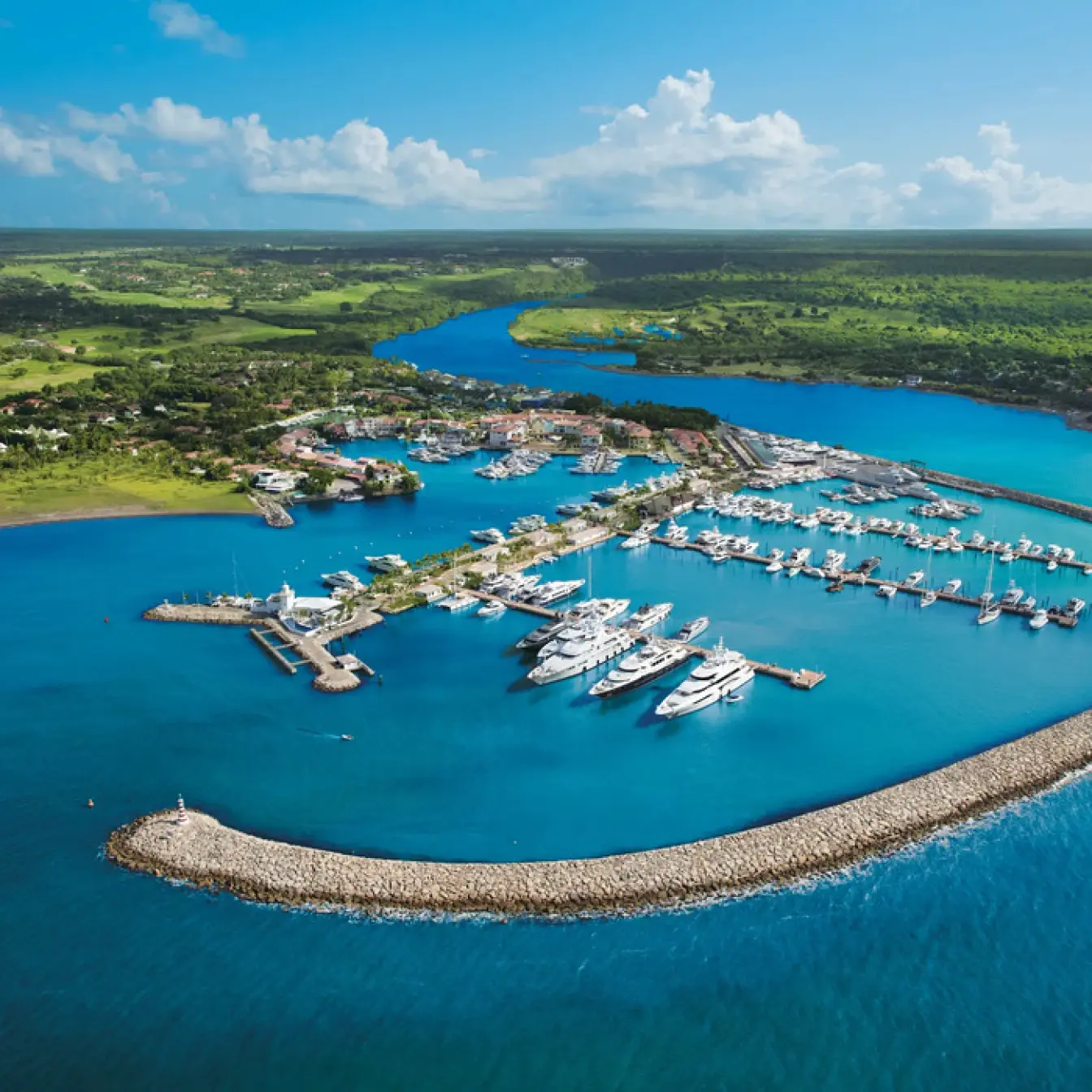 Aerial view of the marina near Dreams Dominicus, La Romana