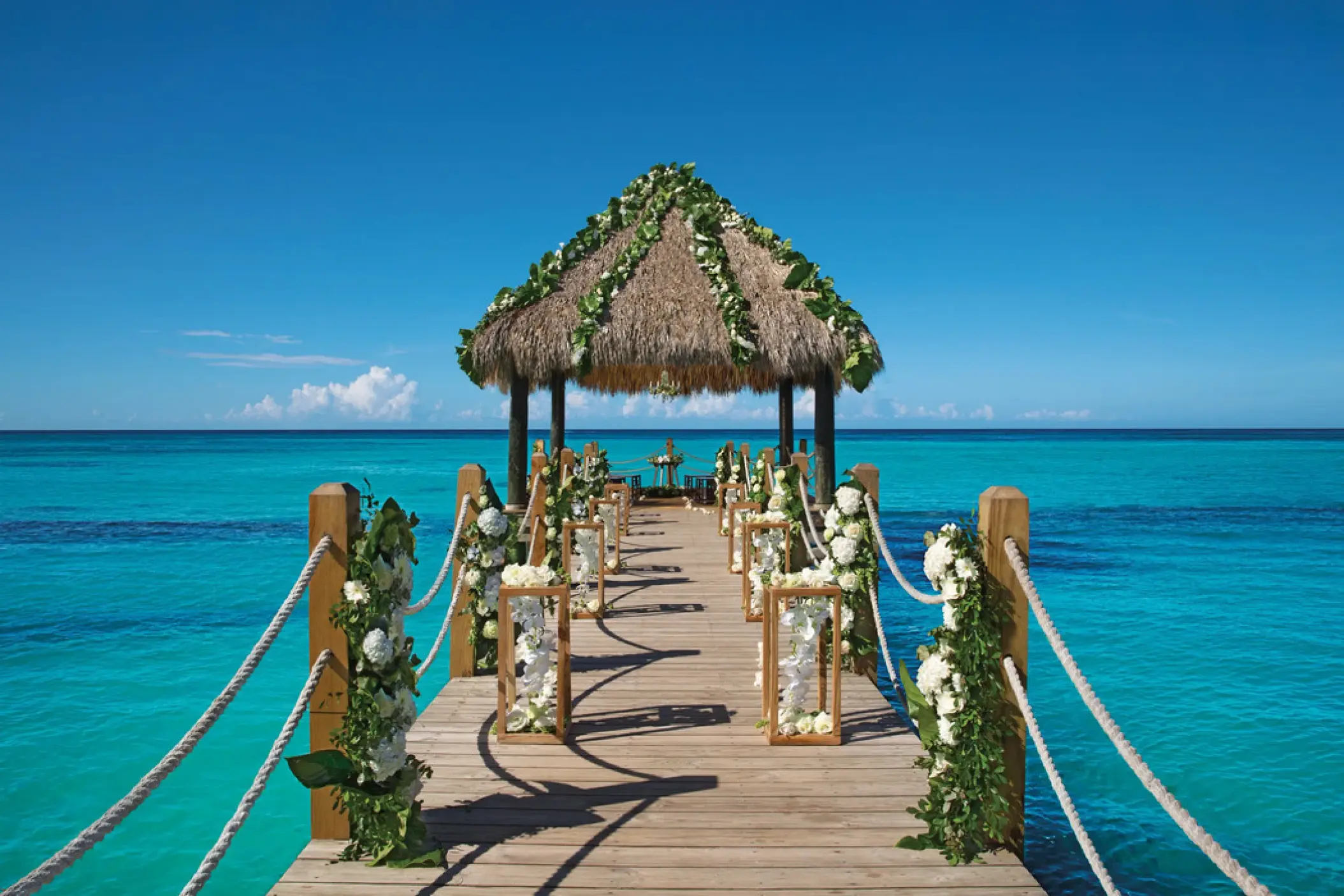 Pier wedding ceremony at Dreams Dominicus, La Romana