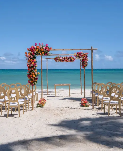 beach venue ceremony setup at Dreams Flora Resort & Spa