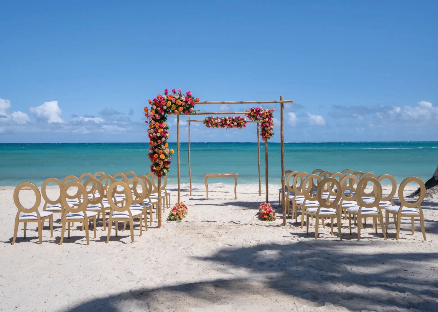 beach venue ceremony setup at Dreams Flora Resort & Spa