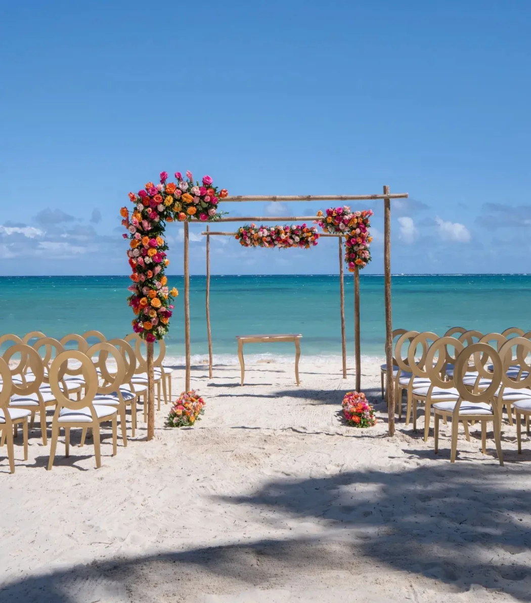 beach venue ceremony setup at Dreams Flora Resort & Spa
