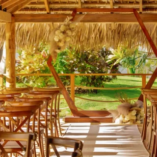 blue dorado ceremony setup at Dreams Flora Resort & Spa