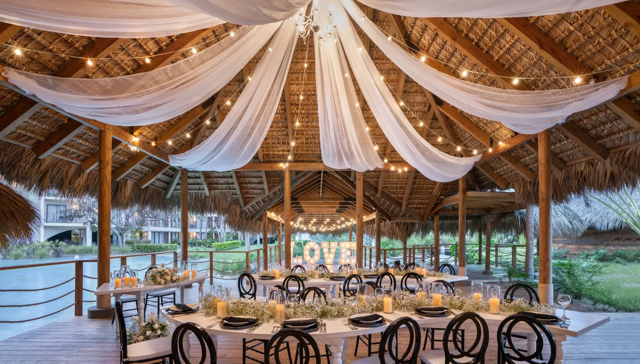 blue dorado reception setup at Dreams Flora Resort & Spa