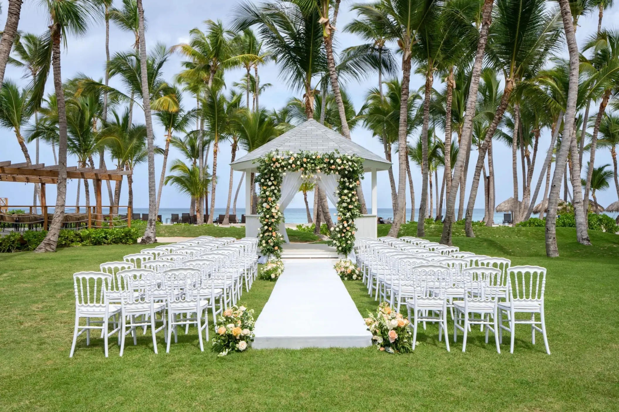 Garden gazebo wedding ceremony at Dreams Flora, Punta Cana