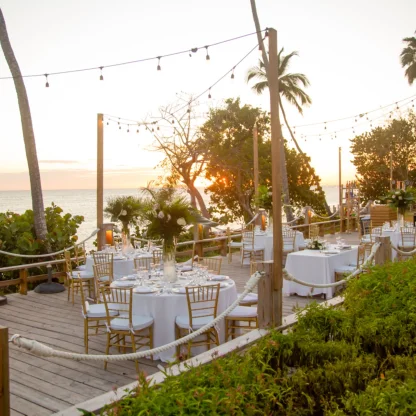 seaside deck shared between Dreams and Secrets La Romana