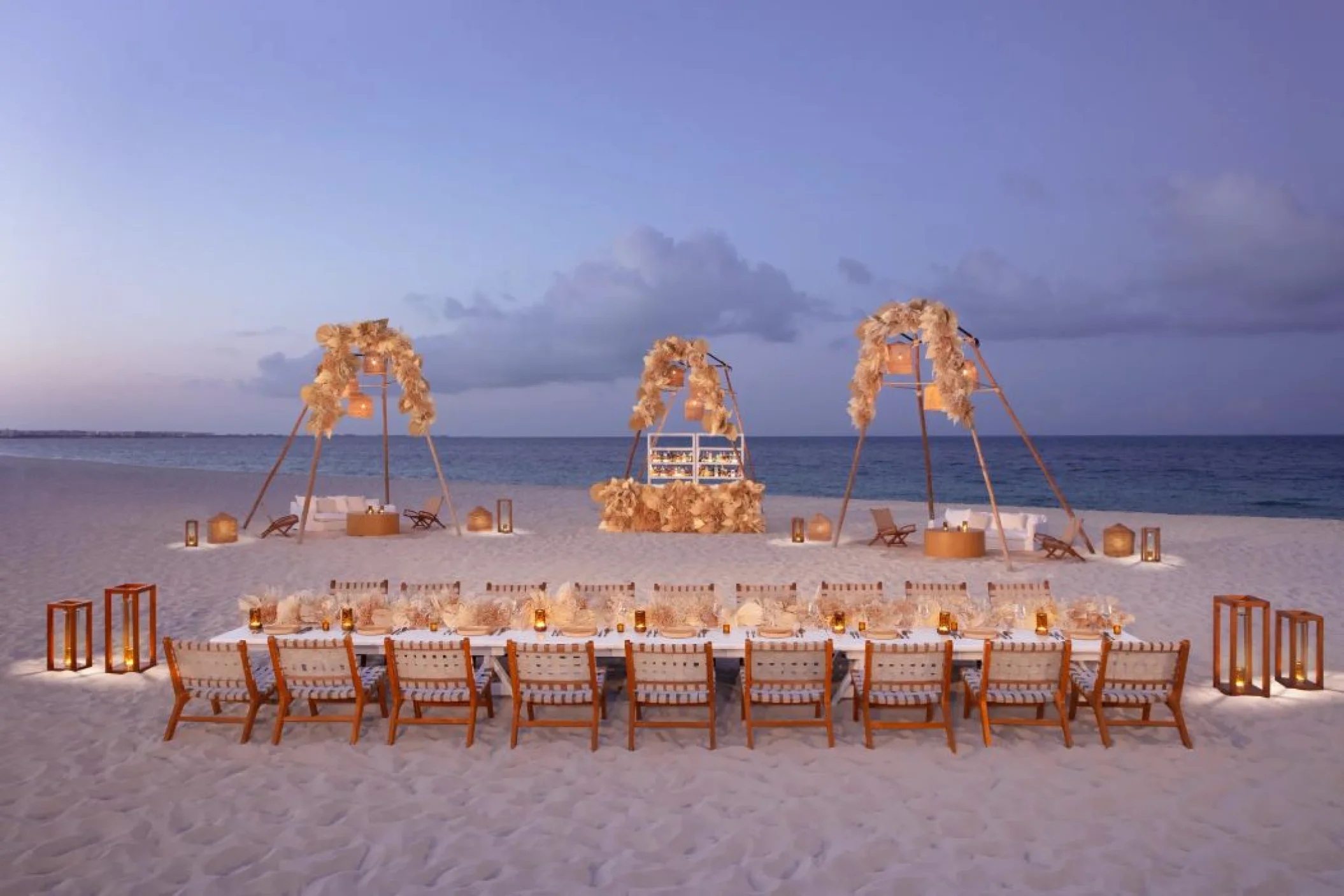 beach reception setup at dreams playa mujeres