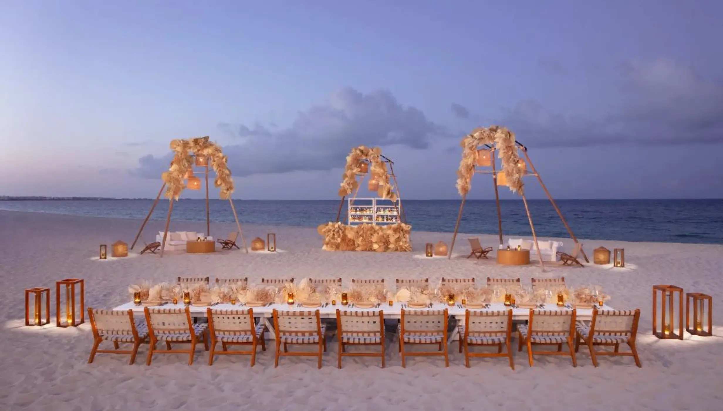 beach reception setup at dreams playa mujeres