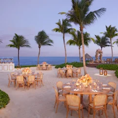 banquet setup on the papaya sand area venue at Dreams Puerto Morelos Resort & Spa