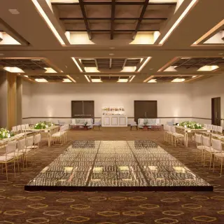 Granada Ballroom wedding reception with dance floor at Dreams Puerto Morelos, Riviera Maya