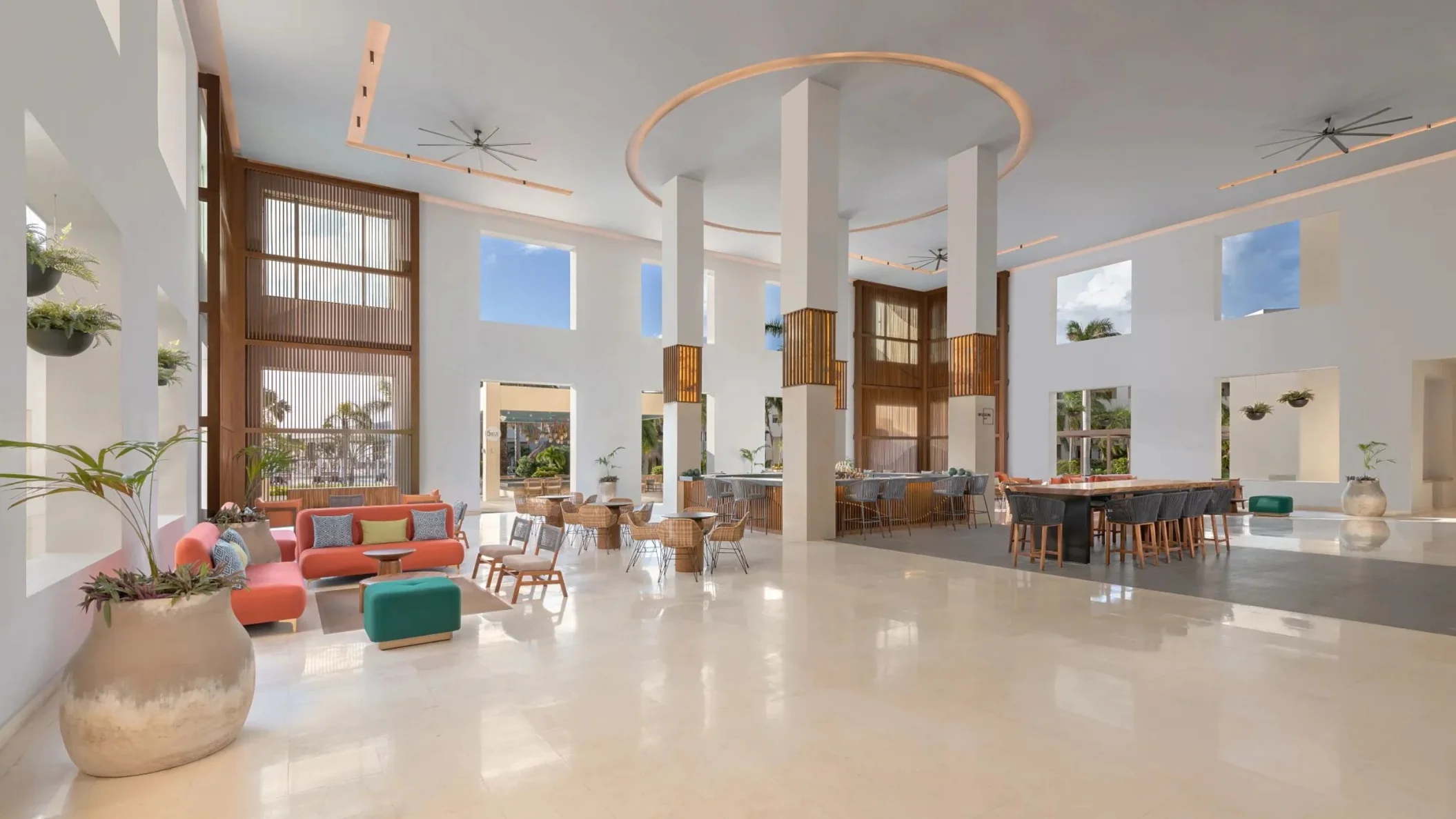 lobby lounge at Dreams Puerto Morelos Resort & Spa