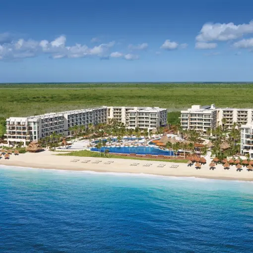 Dreams Riviera Cancun resort arial with beach