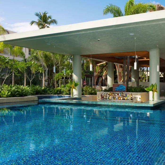 blue dorado swim-up bar at Dreams Royal Beach Punta Cana
