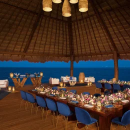 Dinner reception in Ocean Deck Palapa at Dreams Vista Cancun Golf and Spa