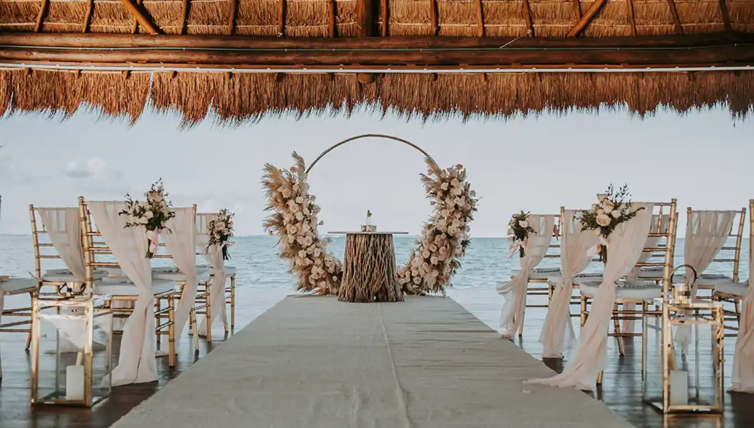 Dinner reception in Ocean Deck Palapa at Dreams Vista Cancun Golf and Spa