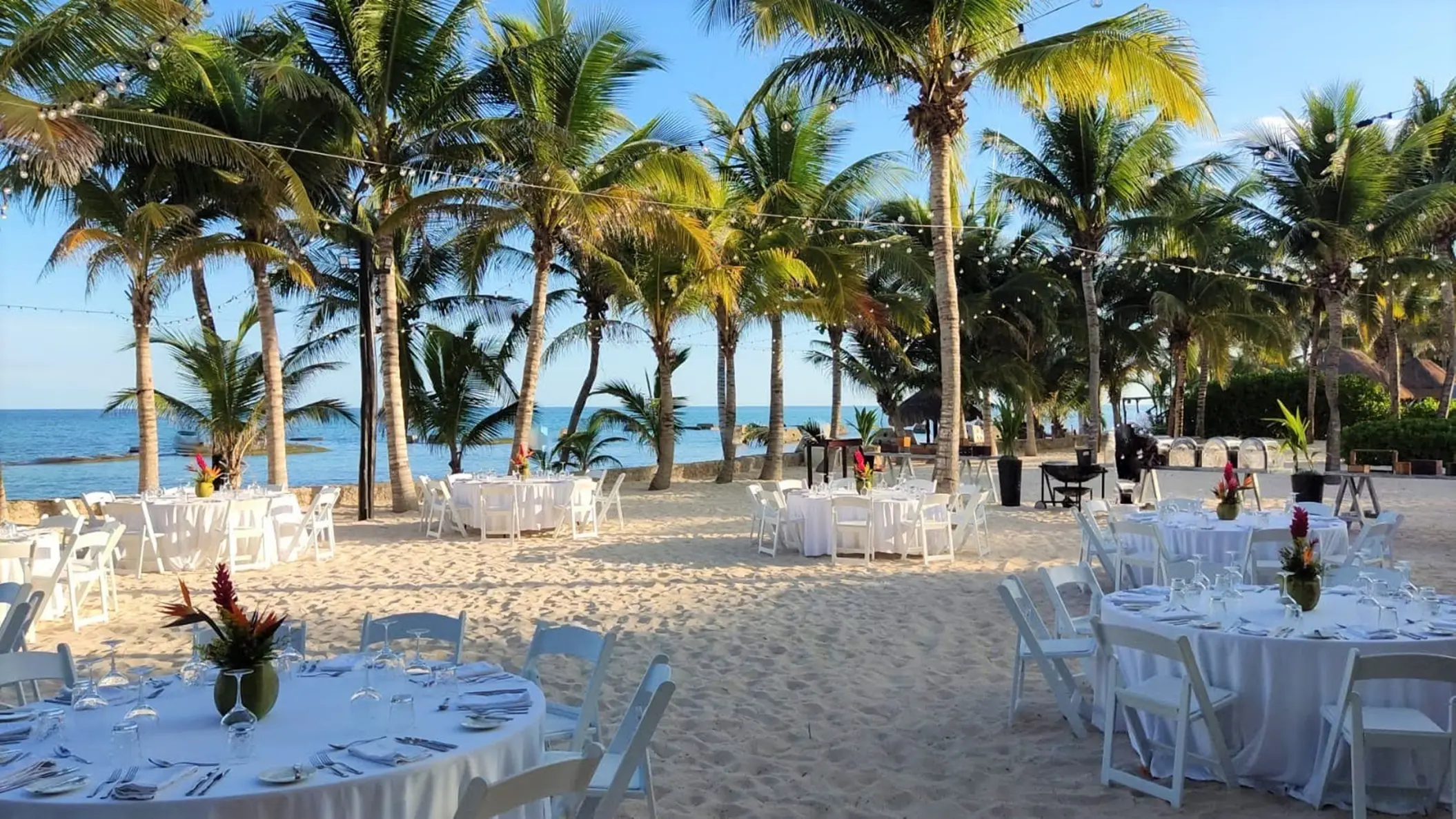 Fuentes venue beach wedding reception at El Dorado Royale, Riviera Maya
