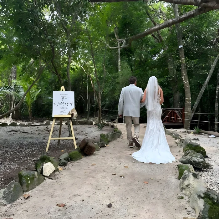 Bride and groom at the Jungle Rock venue at El Dorado