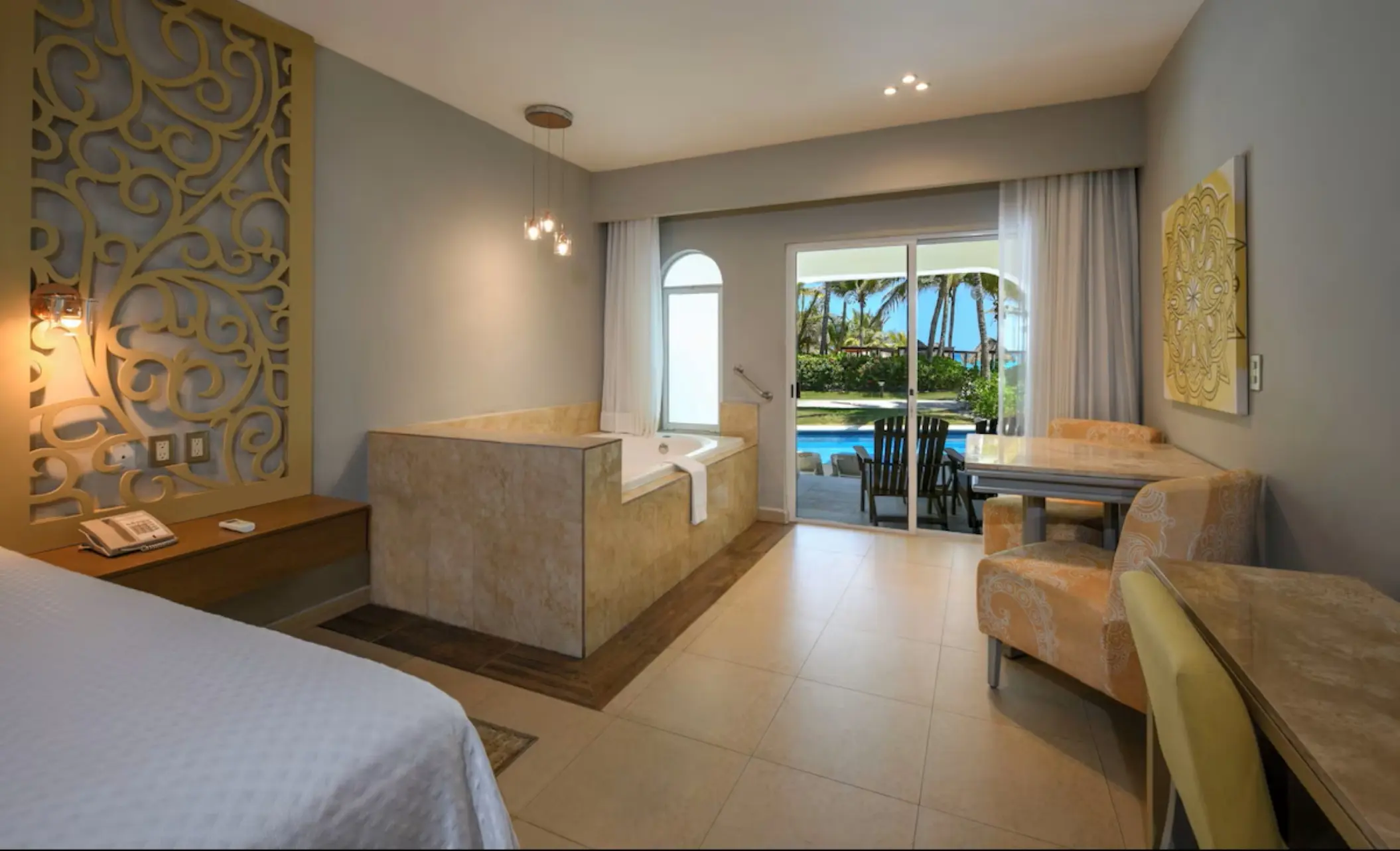 El Dorado Royale suite with indoor hot tub and balcony overlooking the pool, Riviera Maya