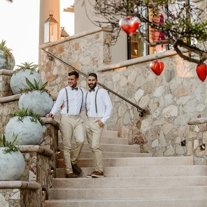 Couple on the stairs at Esperanza Cabo San Lucas