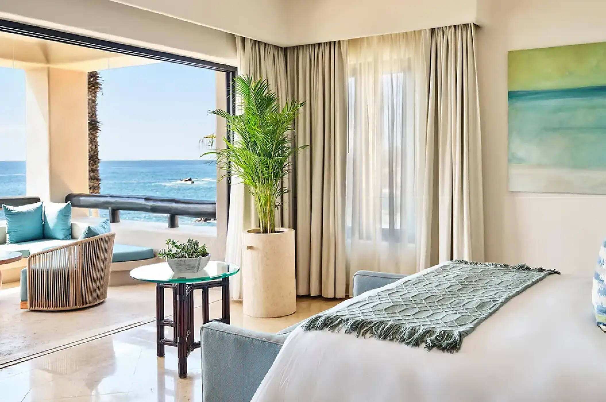 Oceanfront villa suite with balcony at Esperanza Cabo San Lucas