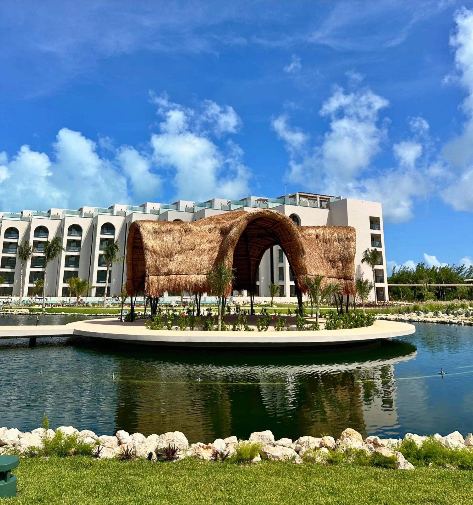 Oasis gazebo ceremony site on a lake at Excellence Coral Playa Mujeres, Cancun