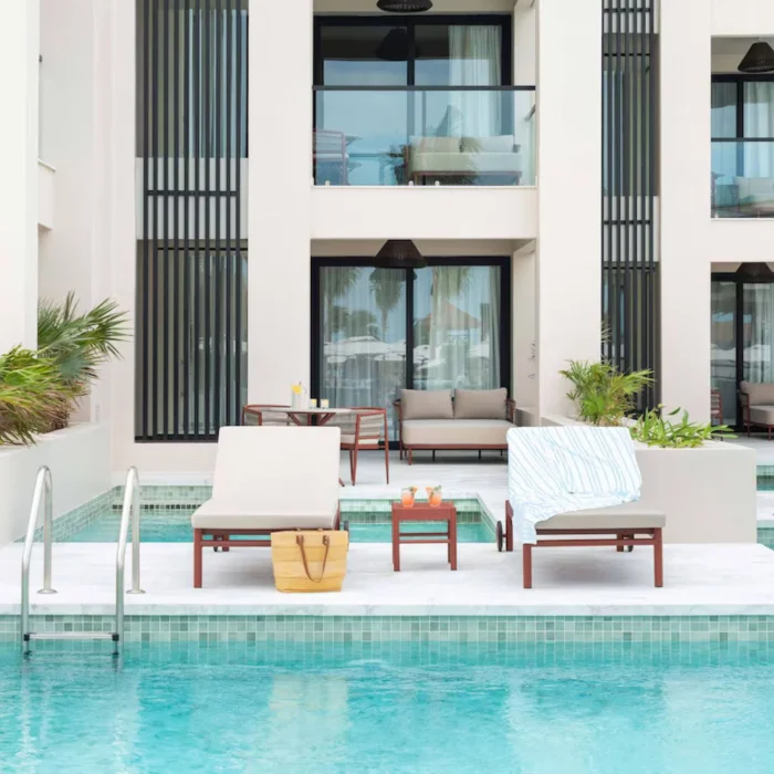 swim up suite exterior at Excellence Coral Playa Mujeres