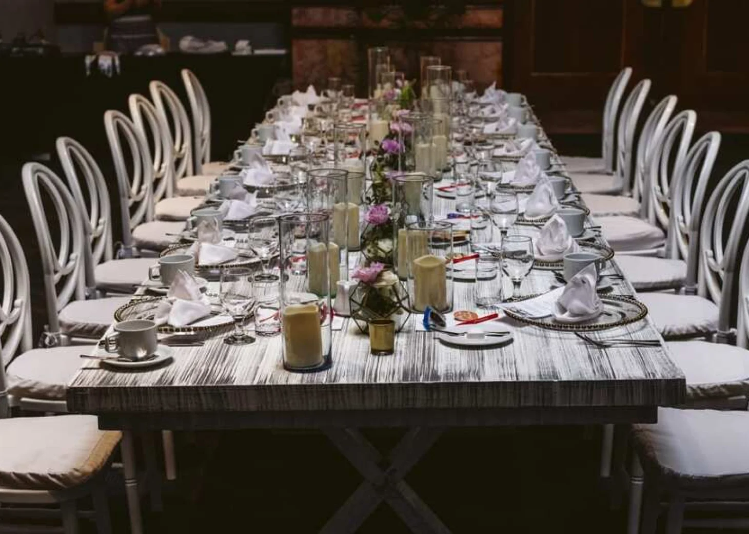 dinner table setup in ballroom at Fiesta Americana Condesa Cancun