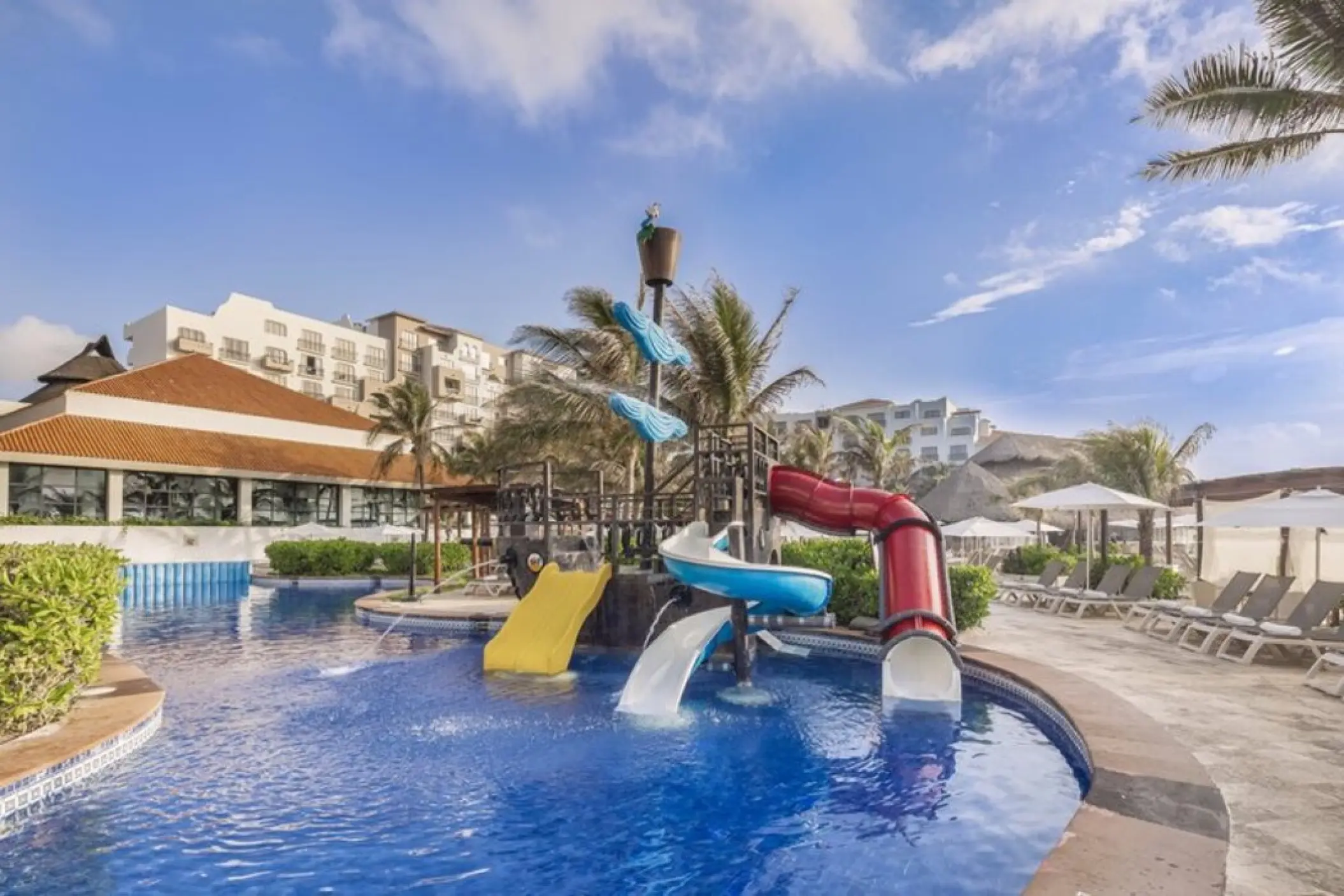 Kids pool and water slides at Fiesta Americana Condesa, Cancun
