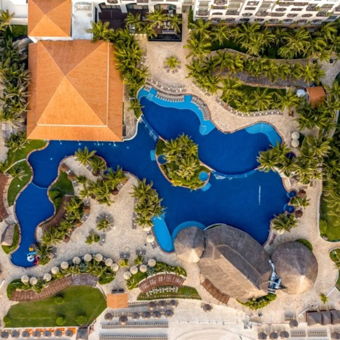 resort buildings and pools at Fiesta Americana Condesa Cancun