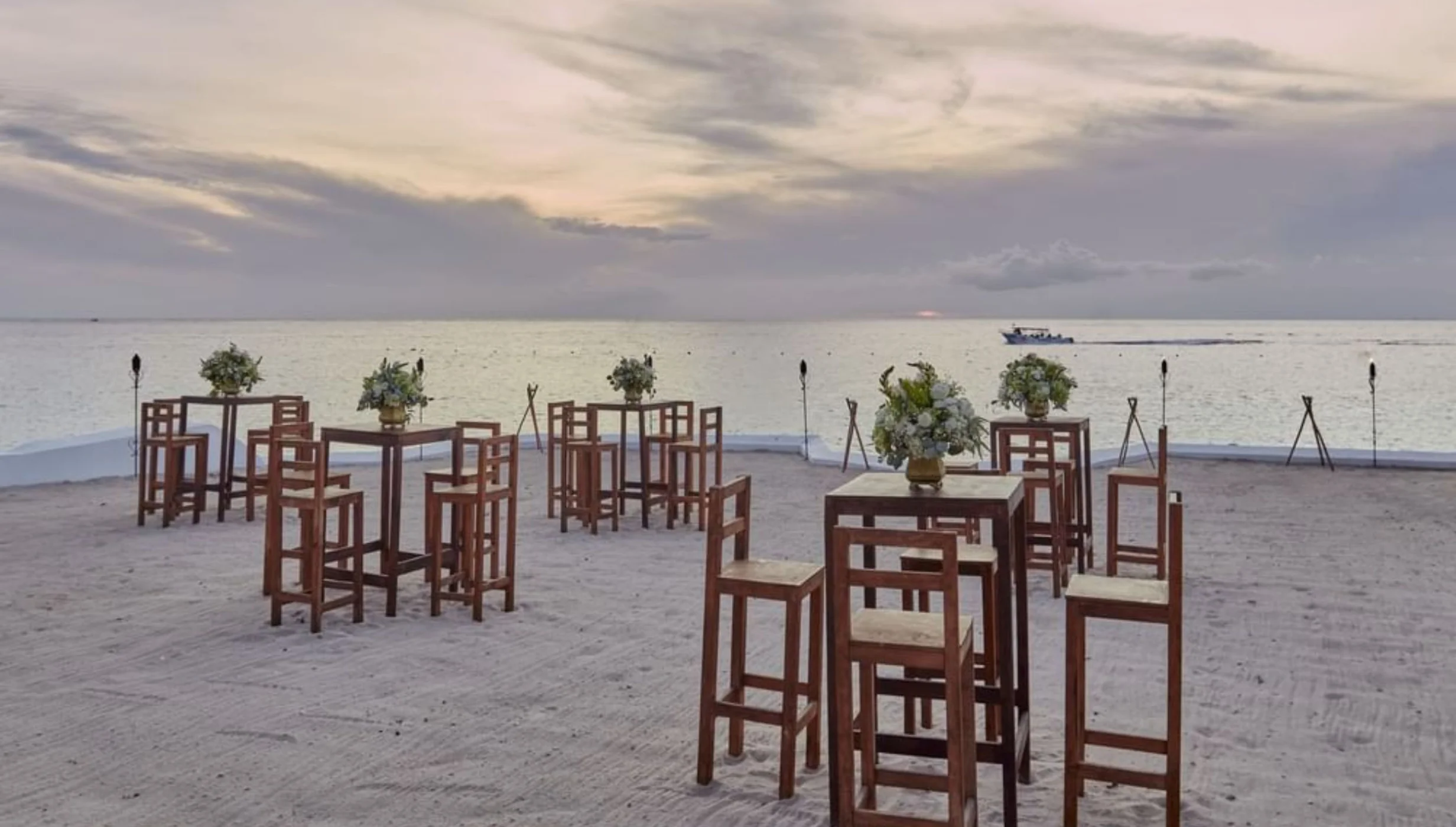 beach club reception setup at Fiesta Americana Cozumel