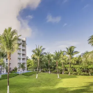 Palm tree lined garden venue at Fiesta Americana Cozumel