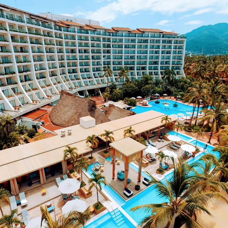 Fiesta Americana Puerto Vallarta aerial view of resort pools and building, Puerto Vallarta