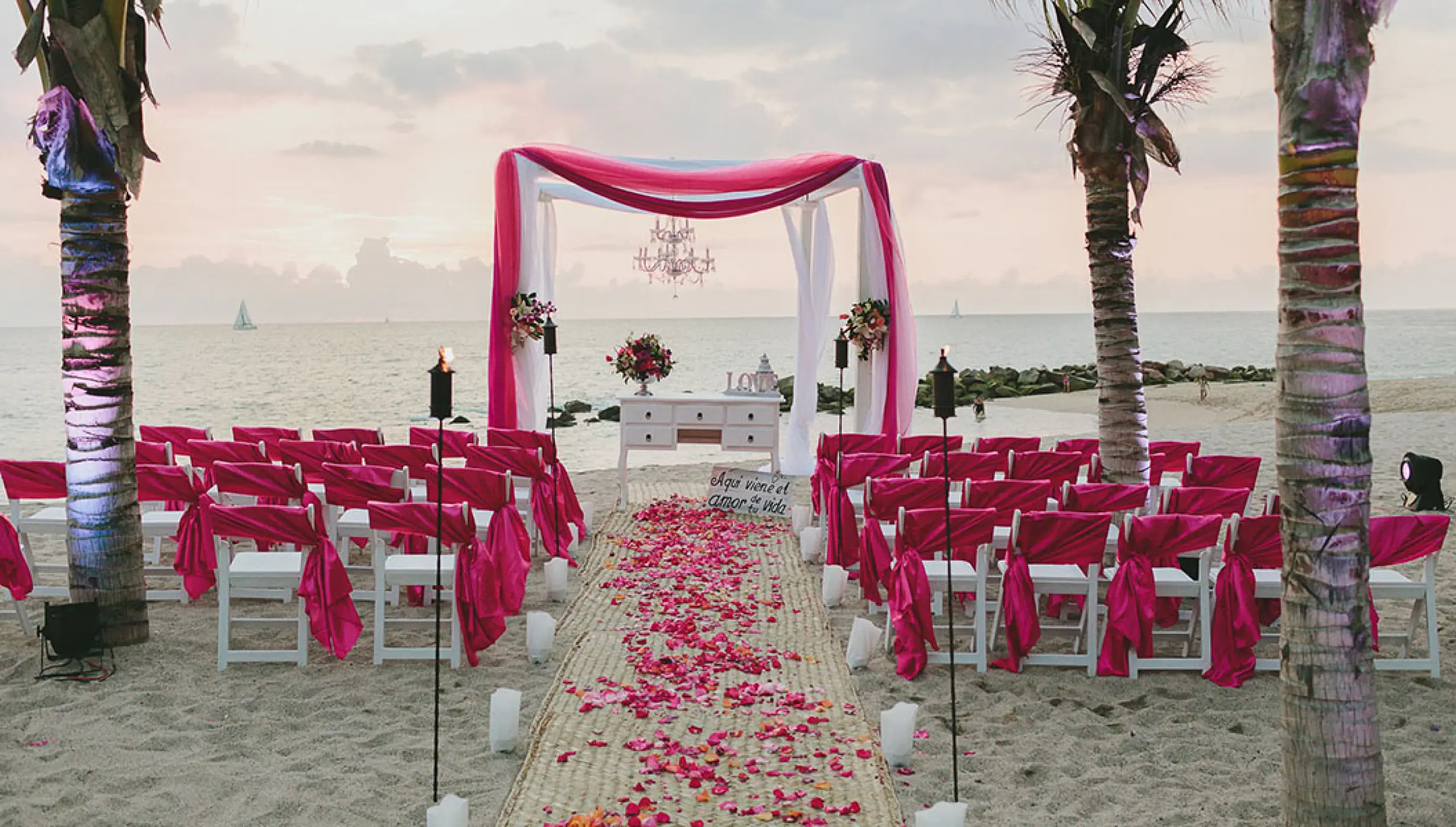 Beach ceremony setup at Fiesta Americana Vallarta.