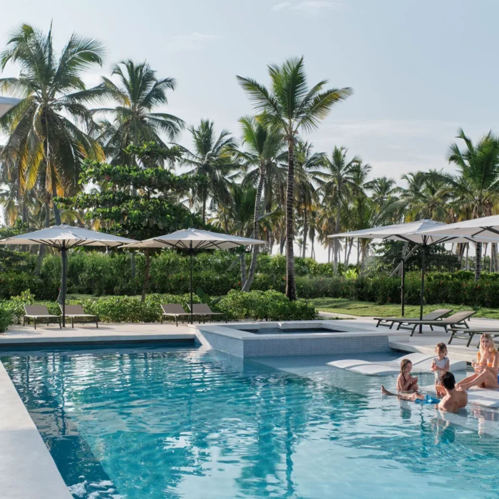 Family time in the pool at Finest Punta Cana