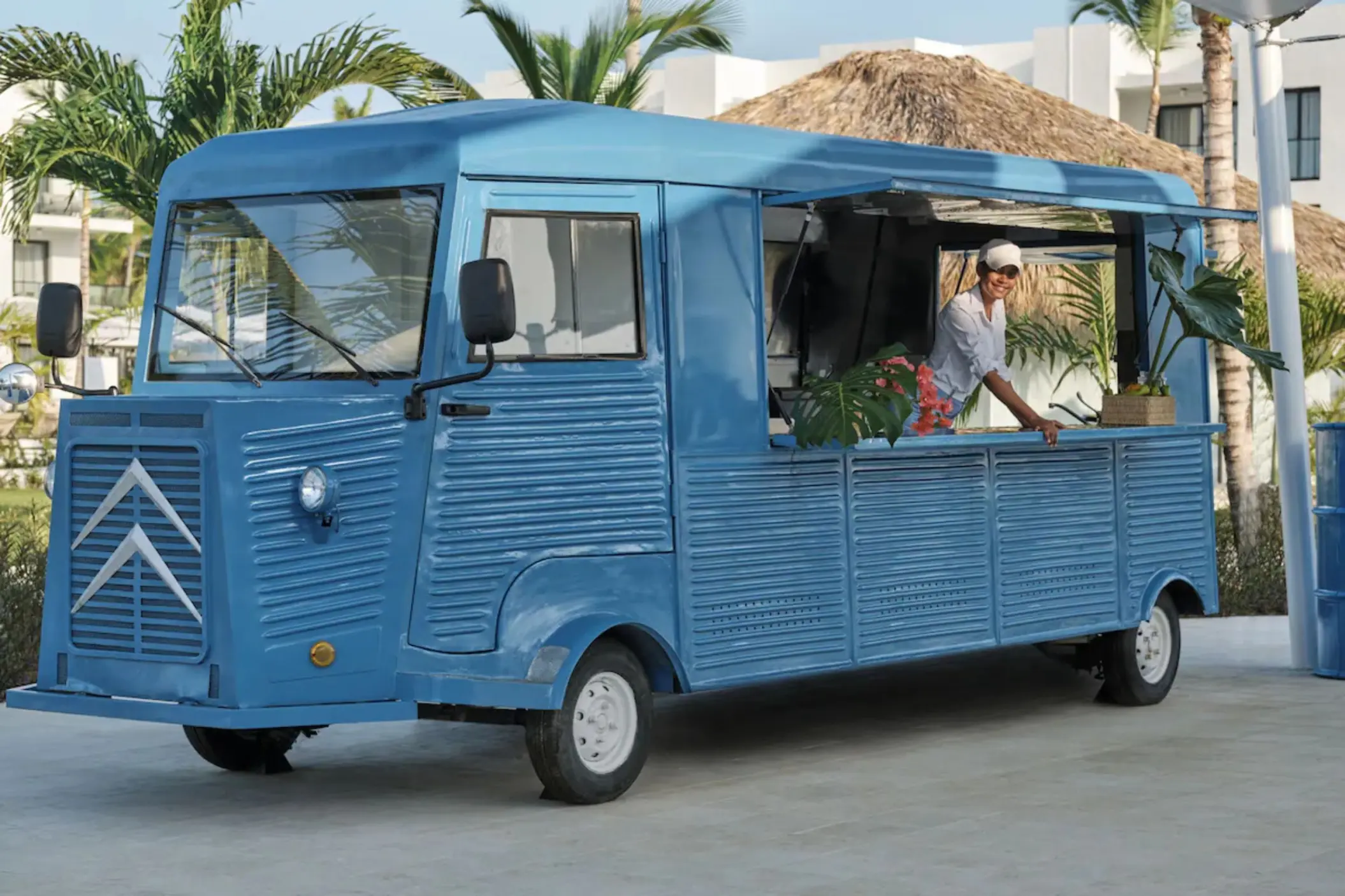 Vintage blue food truck at Finest Punta Cana, Punta Cana
