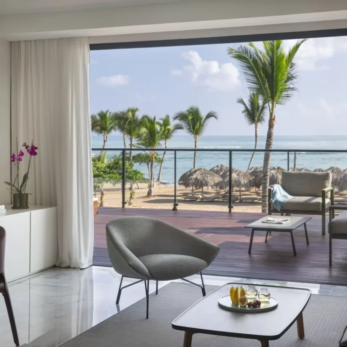 living room of oceanview suite at Finest Punta Cana