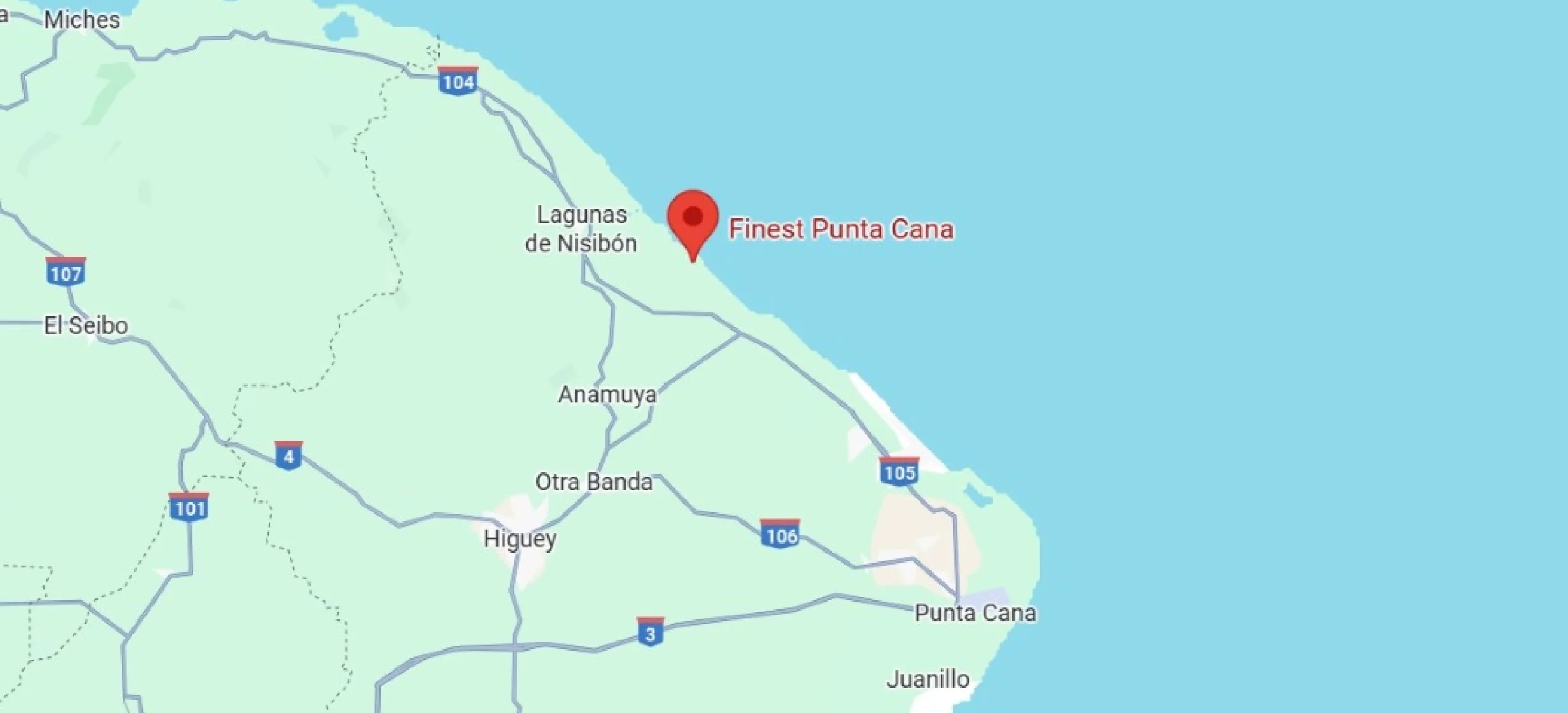 map showing location of finest punta cana in the dominican republic