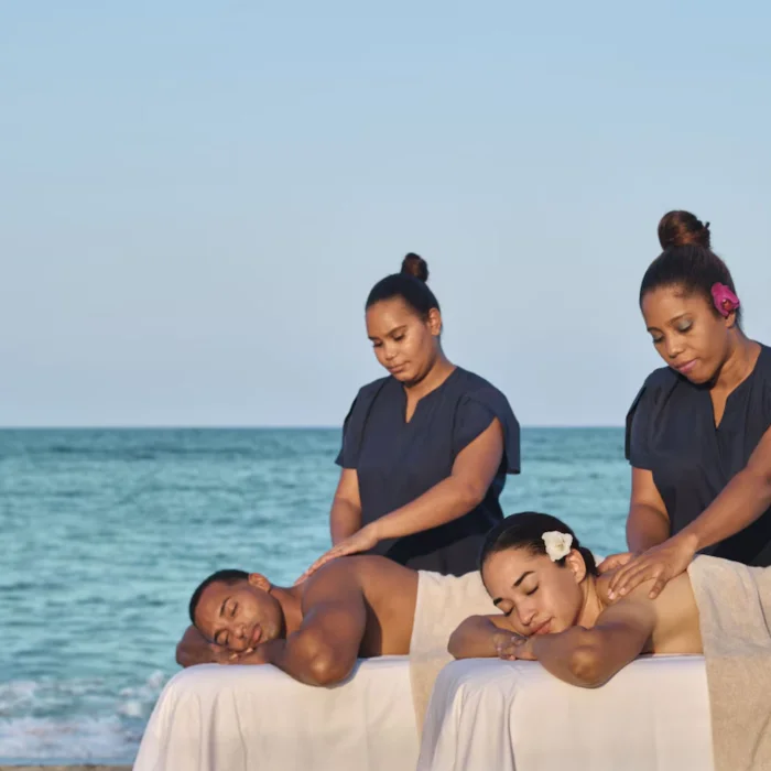 outdoor couples massage at Finest Punta Cana