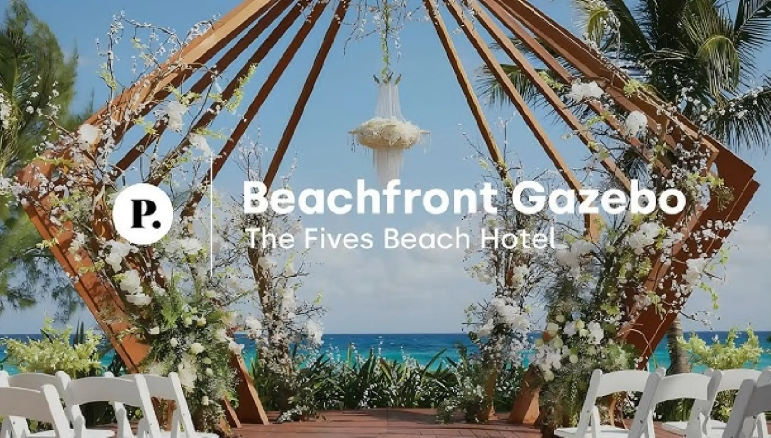 Beachfront wedding ceremony gazebo at The Fives Beach Hotel, Playa Del Carmen
