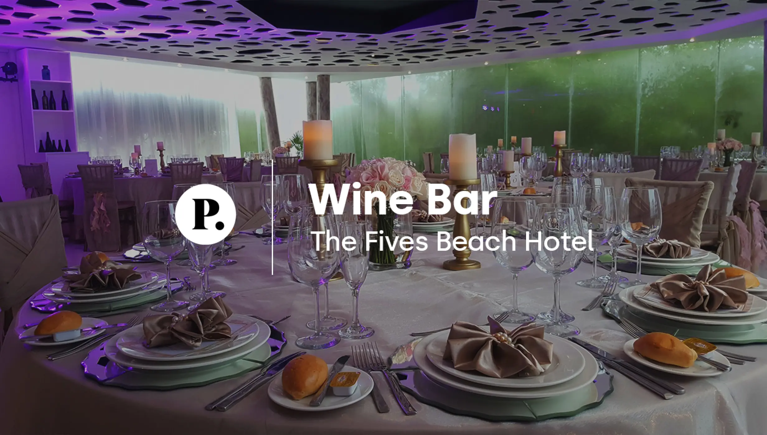 Wine Bar indoor wedding reception at The Fives Beach Hotel, Playa Del Carmen