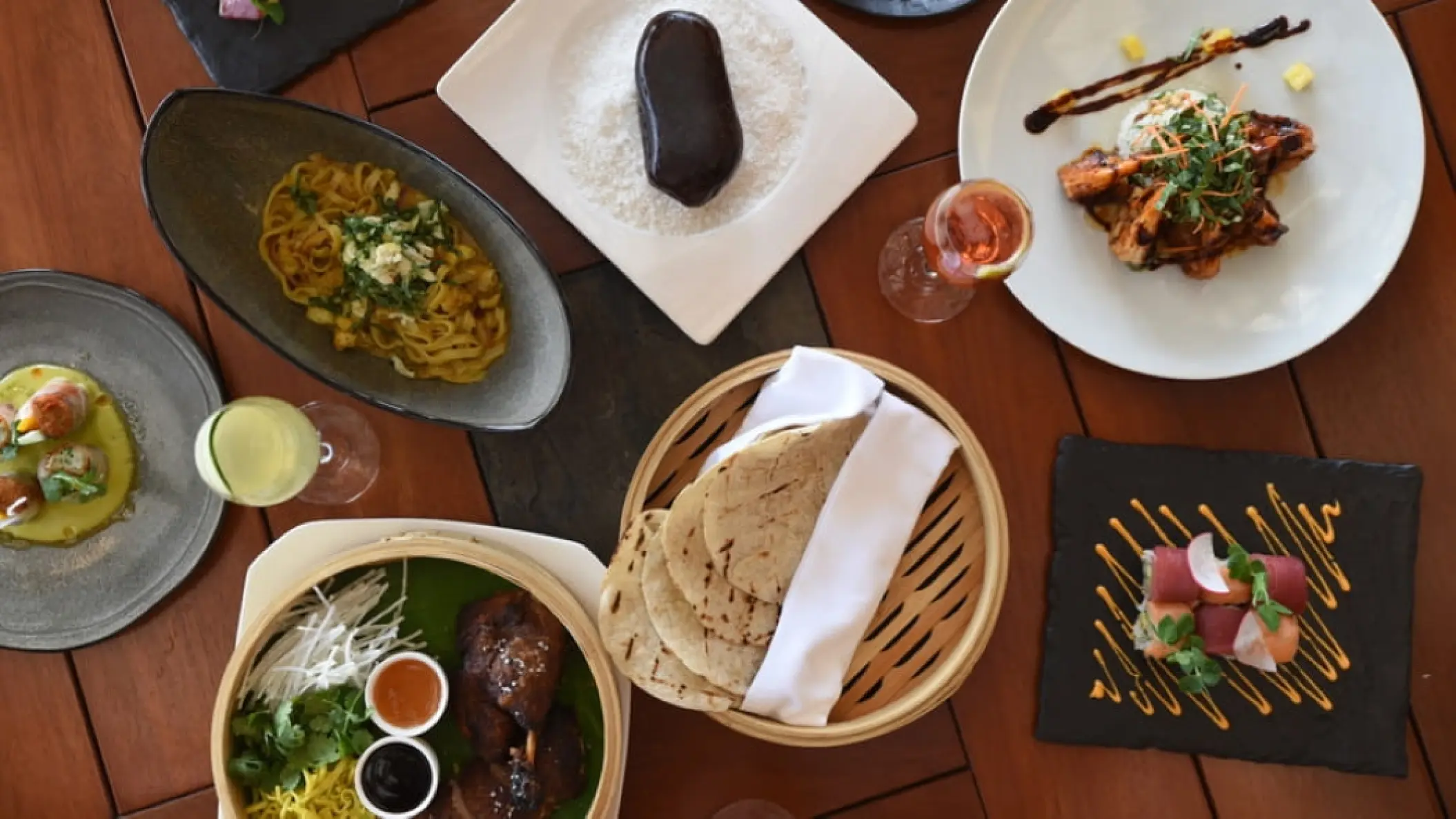 Assorted gourmet appetizers and entrees at Four Seasons Punta Mita
