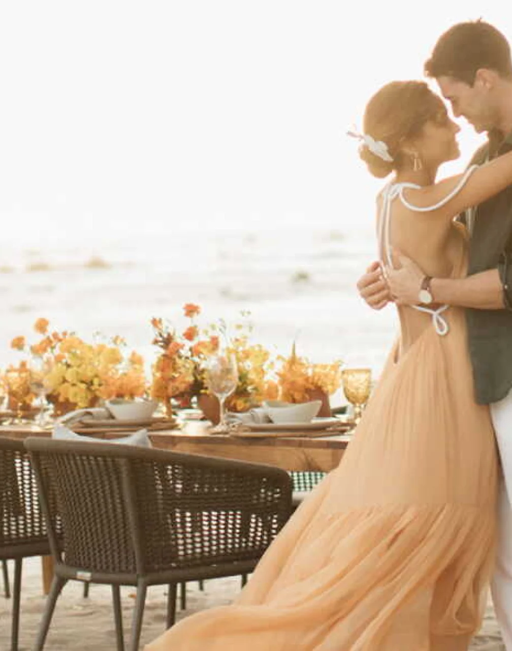 bride and groom at the las manzanillas beach venue at four seasons resort punta mita