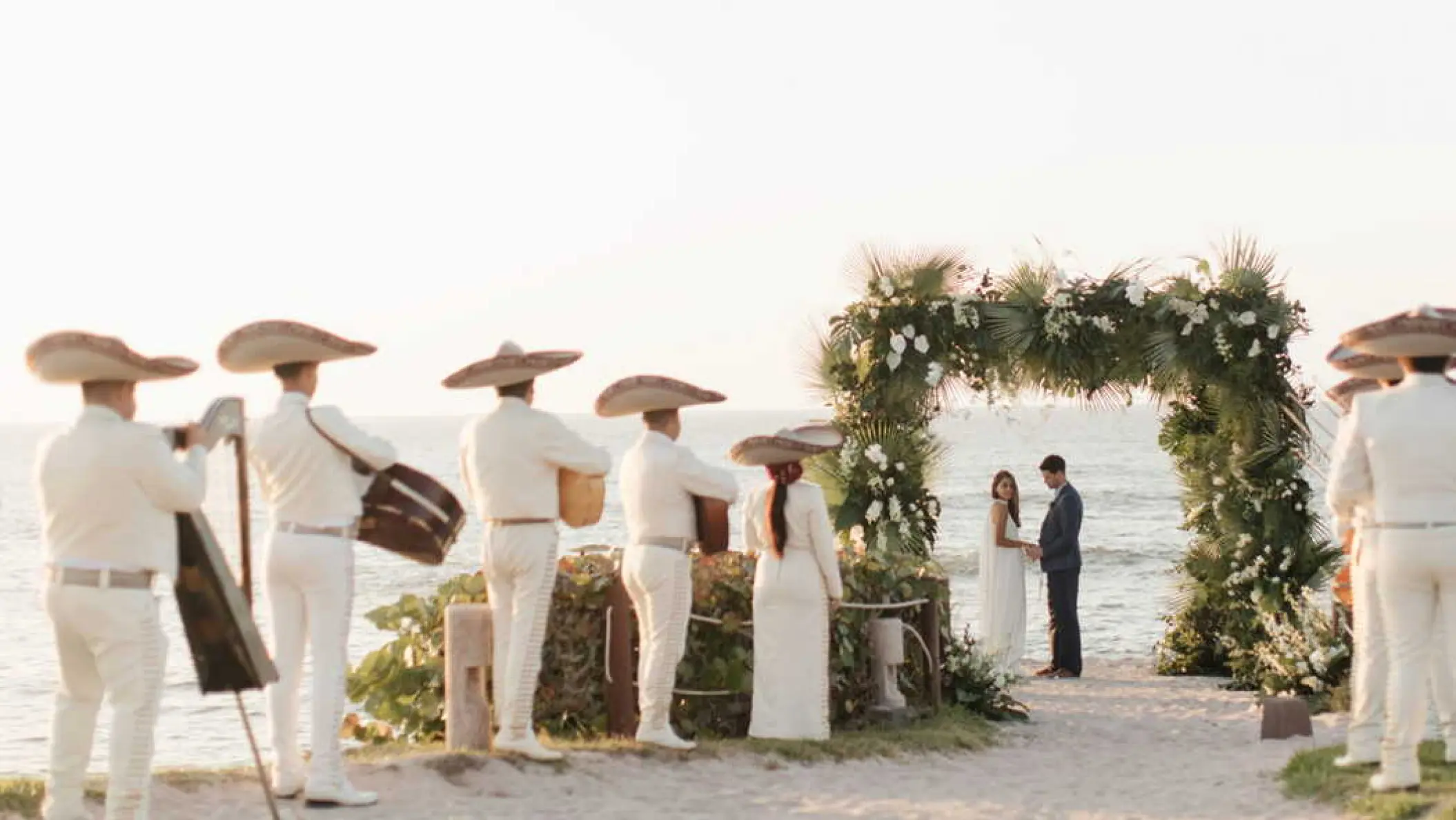Mariachi band performing during a beach ceremony at Four Seasons Punta Mita