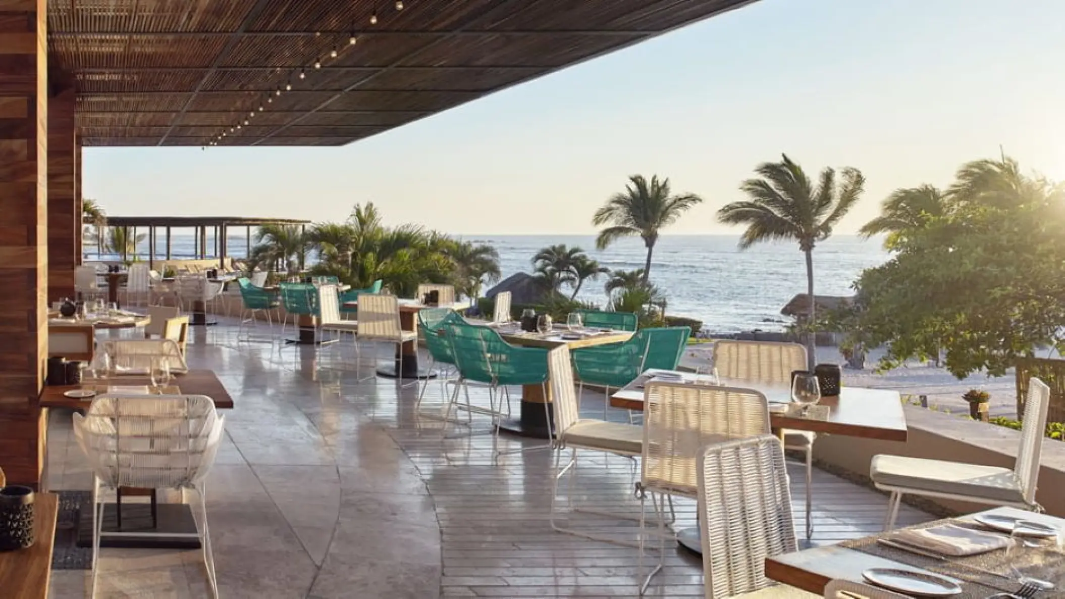 Open-air beachfront restaurant with ocean views at Four Seasons Punta Mita