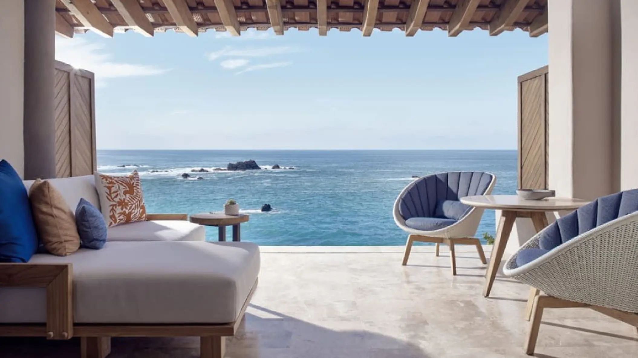 Private terrace view of the Pacific Ocean from a suite at Four Seasons Punta Mita