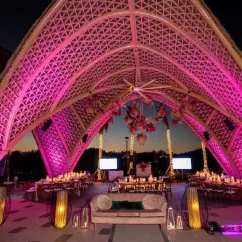 Tierra Luna wedding venue at night at Garza Blanca and Hotel Mousai Cancun