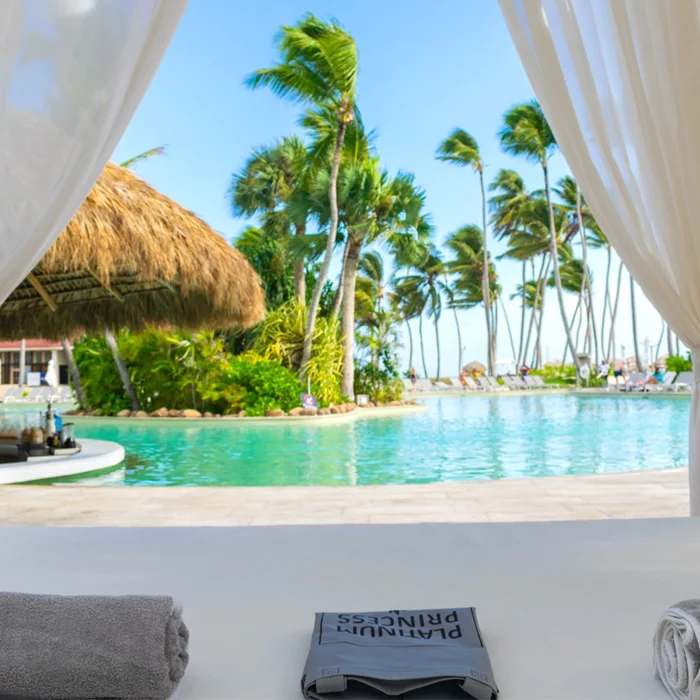 Balinese bed by the pool at Grand Bavaro Princess